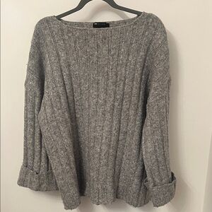 ASOS Grey Ribbed Boat-Neck Sweater